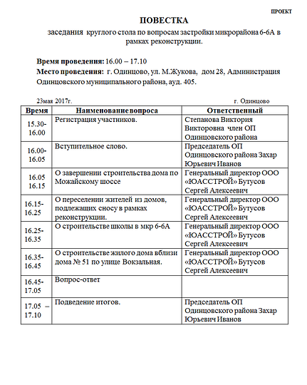 Круглый стол по вопросам реконструкции микрорайона 6-6А
