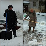 Представители комиссии в выходные чистили снег в своих дворах